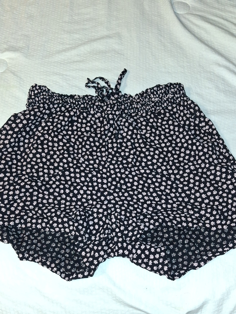 SO Black Shorts with Small White Floral Print